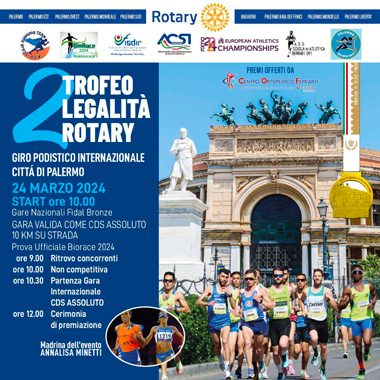 Manifestazione trofeo della legalità Rotary giro podistico internazionale città di Palermo in programma domenica 24 marzo 2024 – Emessa nuova ordinanza