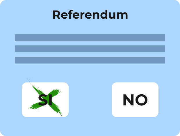 Il voto SI tracciato sulla scheda indica la volonta’ di abrogare la normativa richiamata dal quesito referendario. 