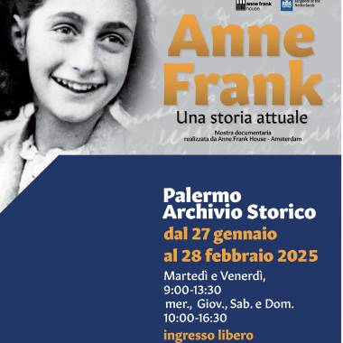 Cultura. Il prossimo 27 gennaio inaugurazione della mostra itinerante “Anne Frank, una storia attuale” all’Archivio storico comu